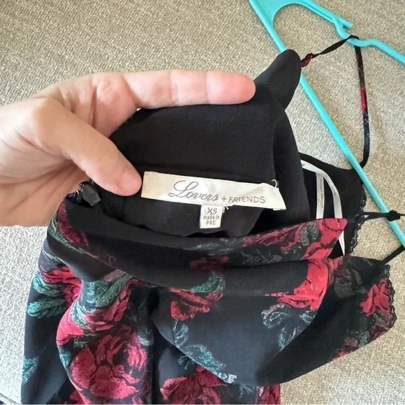 Lovers + Friends Black Hymn Rose Lace Slip Dress Size XS - Picture 6 of 9